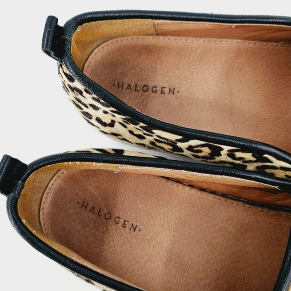 Halogen Baylee Platform Sneakers 9.5 M Leopard Calf Hair Fur Black Tan Slip Ons - Picture 3 of 12